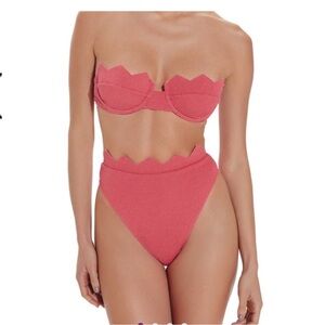 Vix Bikini Set Imani Bandeau Swim Top and Imani Hot Pants Bottom Pink NWT